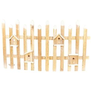 57cm Snowy LED Wooden Fences -1-2 Pack - Natural - Set of 1
