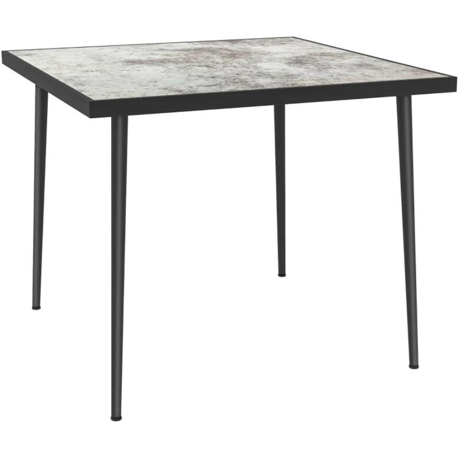 Arizona Square Outdoor Dining Table With Marble Effect Tempered Glass Top - White