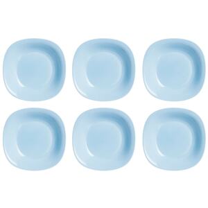 Set of 6 Luminarc Square Opal Glass Dessert Plates - Light Blue - 19.5cm