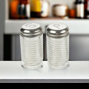 Glass Shaker Pot Salt & Pepper Set 9cm - Clear