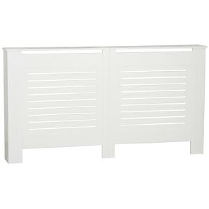 Large Wooden Radiator Cover with Slatted Grill - White