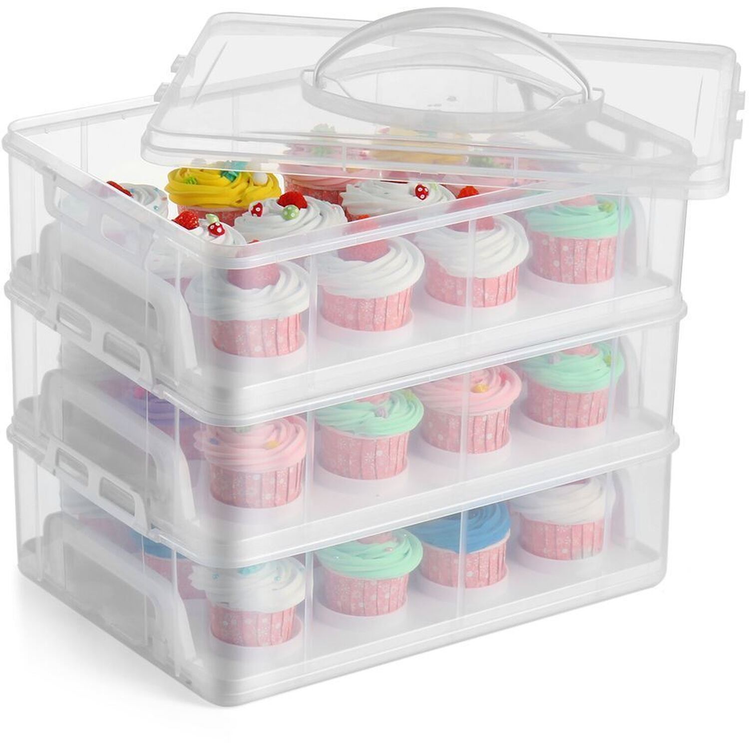 3 Tier Stackable Cupcake Carrier Box - Clear