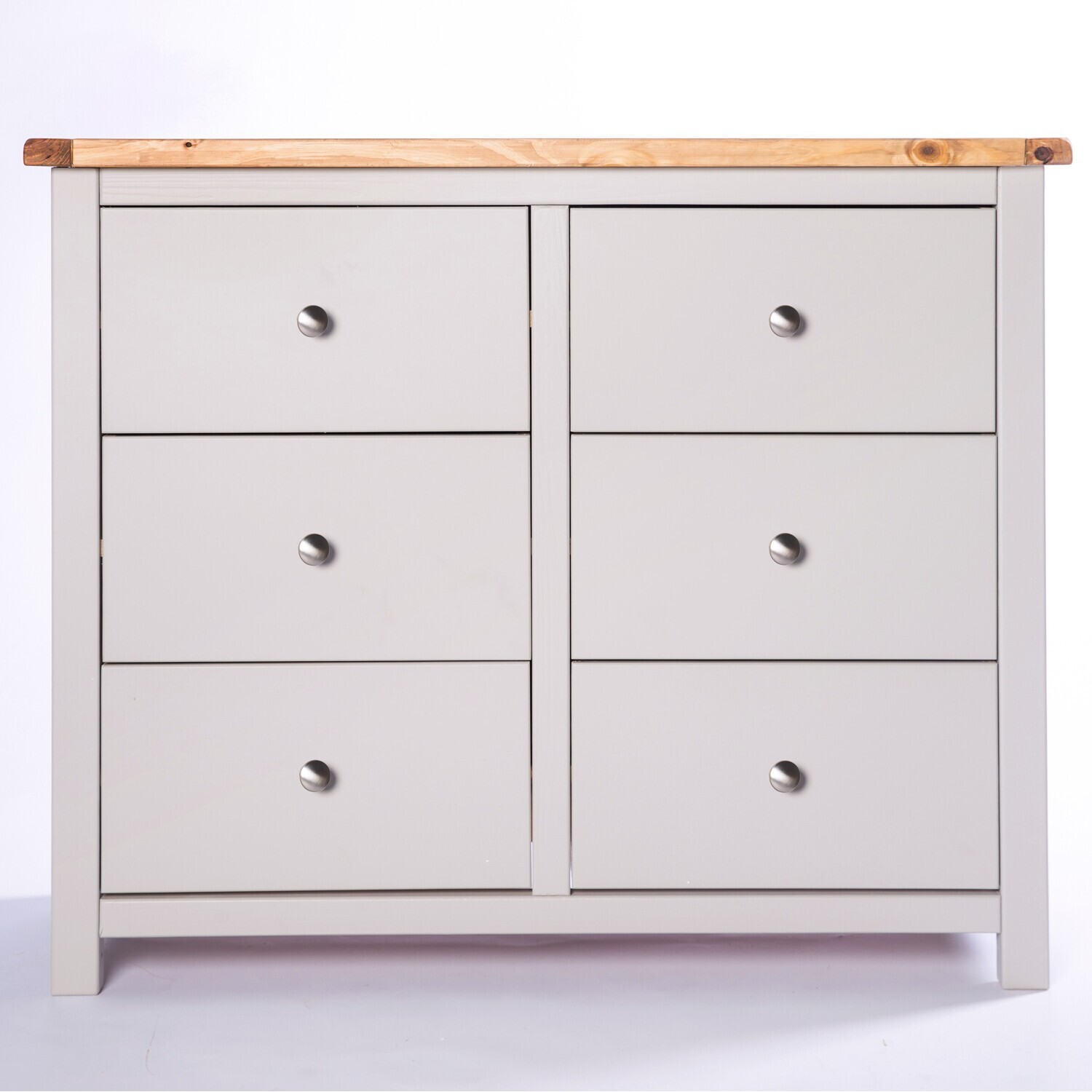 Argenta 3 over 3 Drawer Chest - Grey / Chrome
