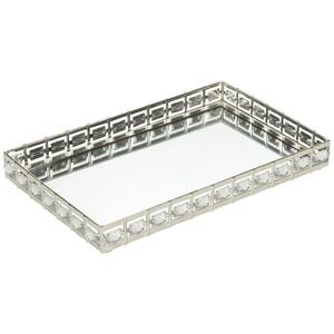 Rectangle Silver Mirror Tray - Set of 2