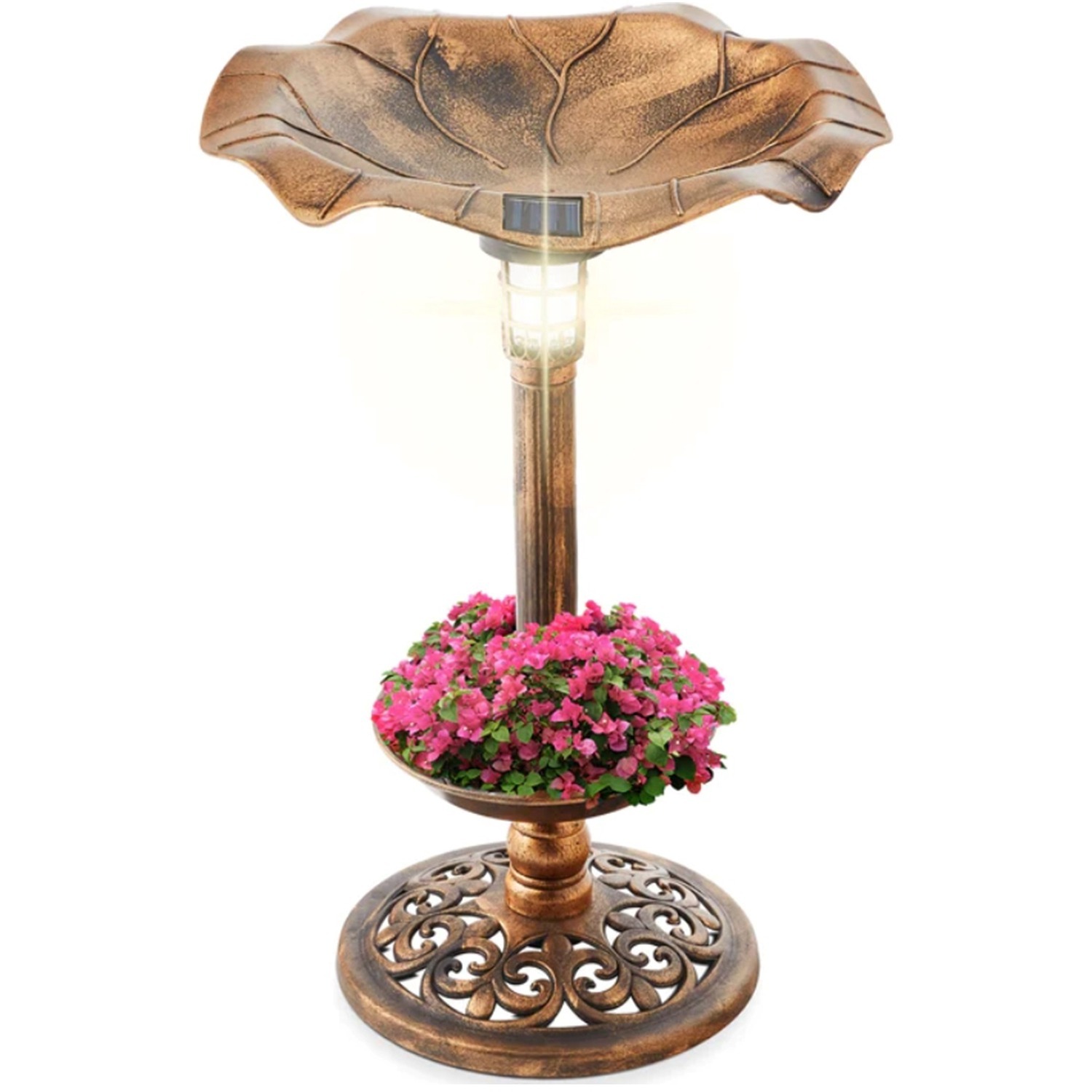 Image of Bronze Effect Plastic Pedestal Bird Bath&hellip;