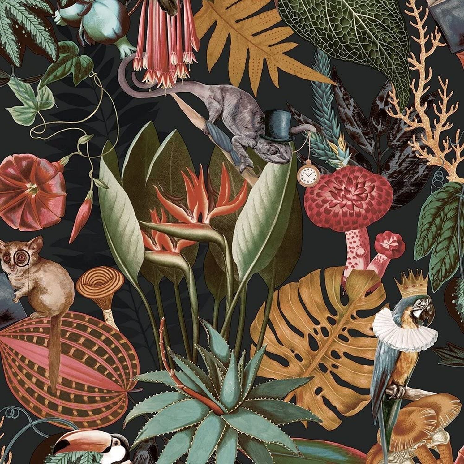 Holden Decor Wonderland Black Wallpaper 10m x 53cm, Black