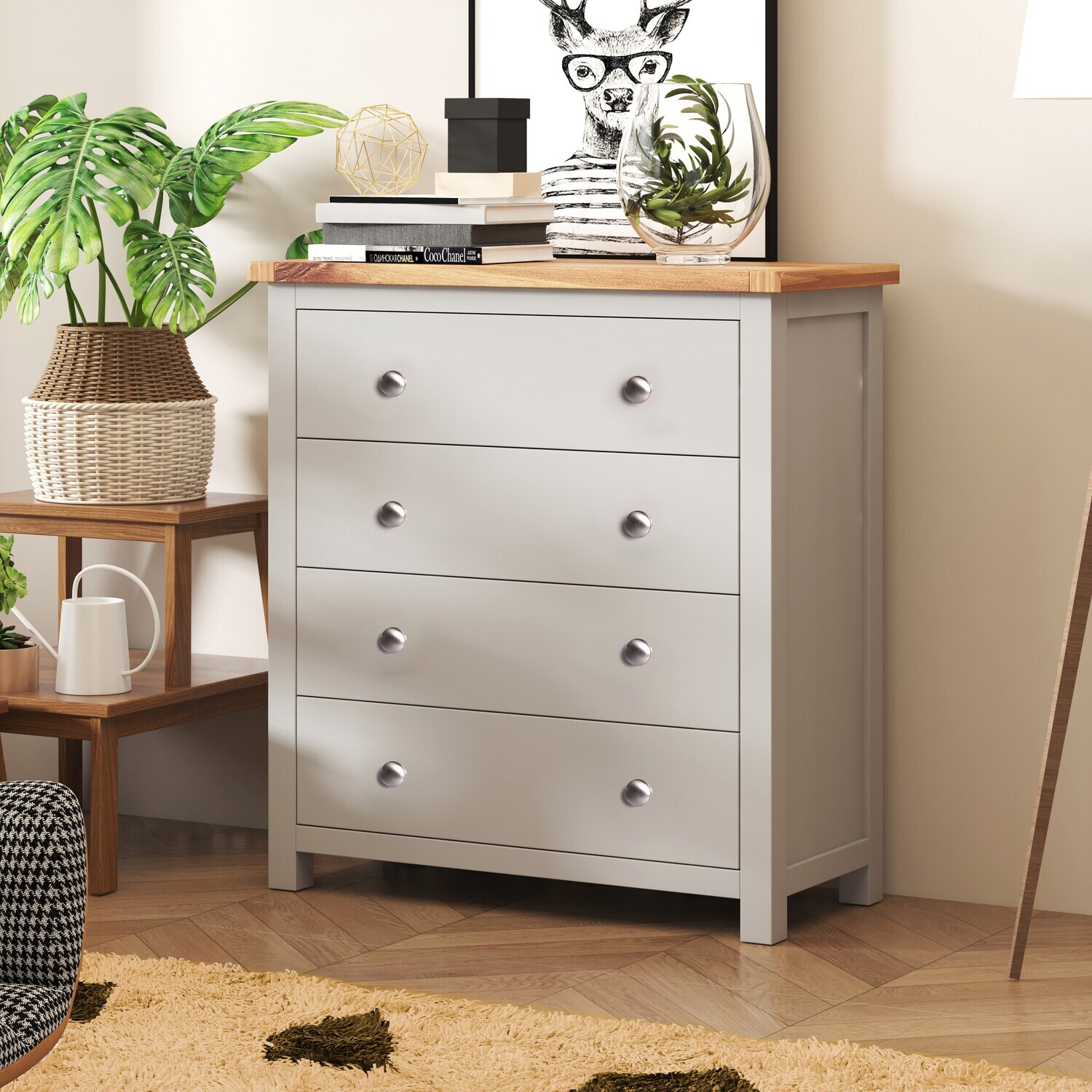 Argenta 4 Drawer Chest - Grey / Chrome