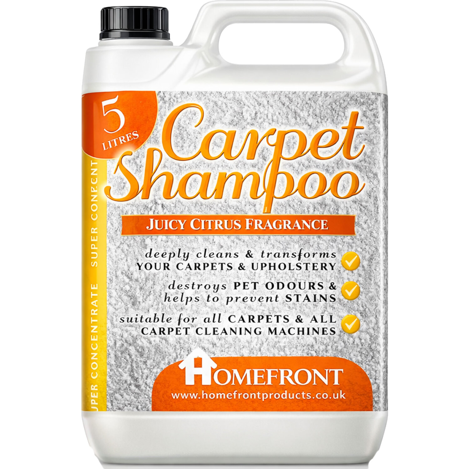 Homefront Citrus Carpet Shampoo Deeply Cleans To Remove Stains And Odours - Orange / 5Kg