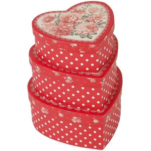 3-Pc Stackable Storage Box Set – Vintage Lidded Gift Boxes - Red