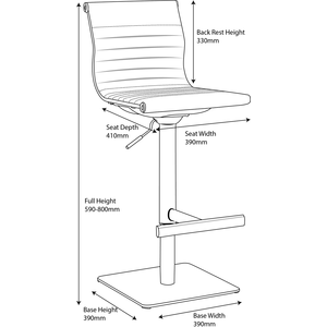 Rovigo Deluxe Breakfast Bar Stool, Chrome Footrest, Adjustable Swivel Gas Lift