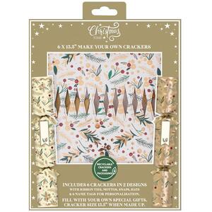 Pack of 6 Make Your Own Personalised Christmas Crackers - Foliage Variation