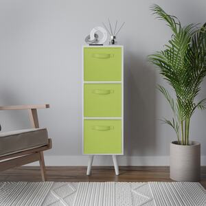 White 3-Tier 3-Drawer Cube Shelving Unit with Scandinavian Legs