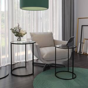 2 Piece Round Nesting Side Tables With Glass Tops - White