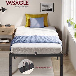 Single Metal Bed Frame,90 x 190 cm,Under-Bed Space,Black