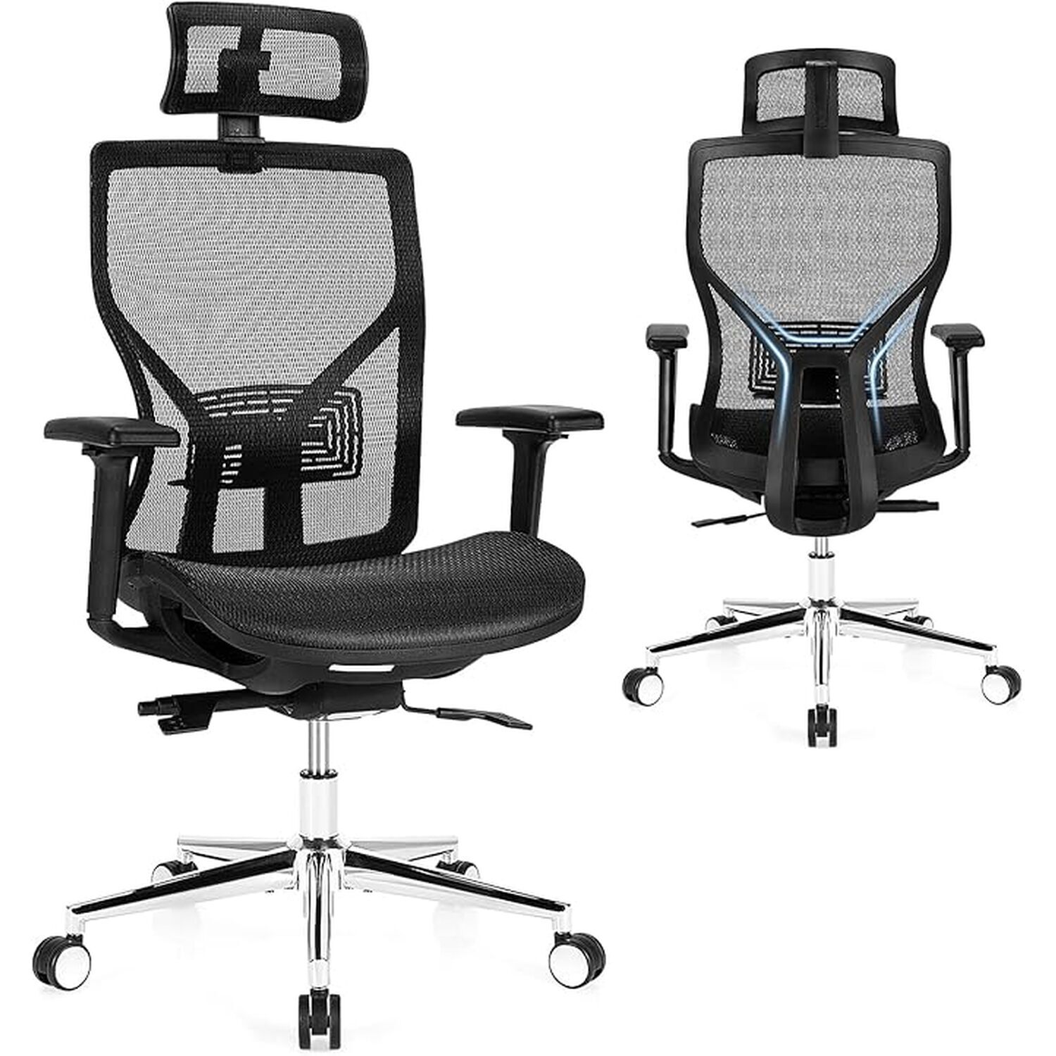 Mesh Office Chair Ergonomic Swivel Computer Chair - Black