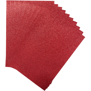 Pack of 10 A4 Red Coloured Glitter Card 230gsm Sheets