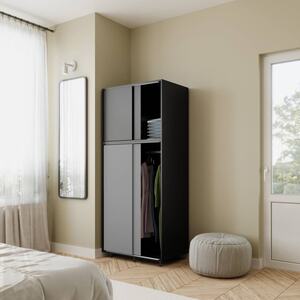 4 Sliding Doors Wardrobe with Hanging Rail - 180x80x51.5cm - White