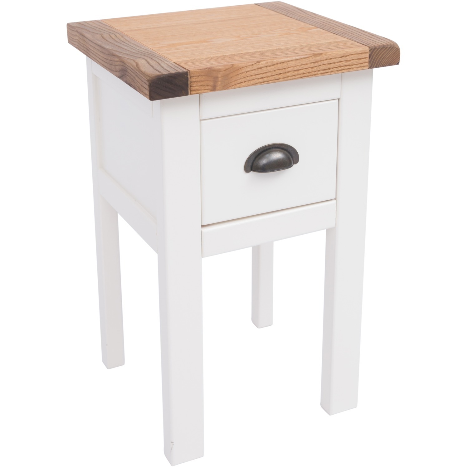 Lovere 1 Drawer Bedside Table - Off White / Antique Brass Cup