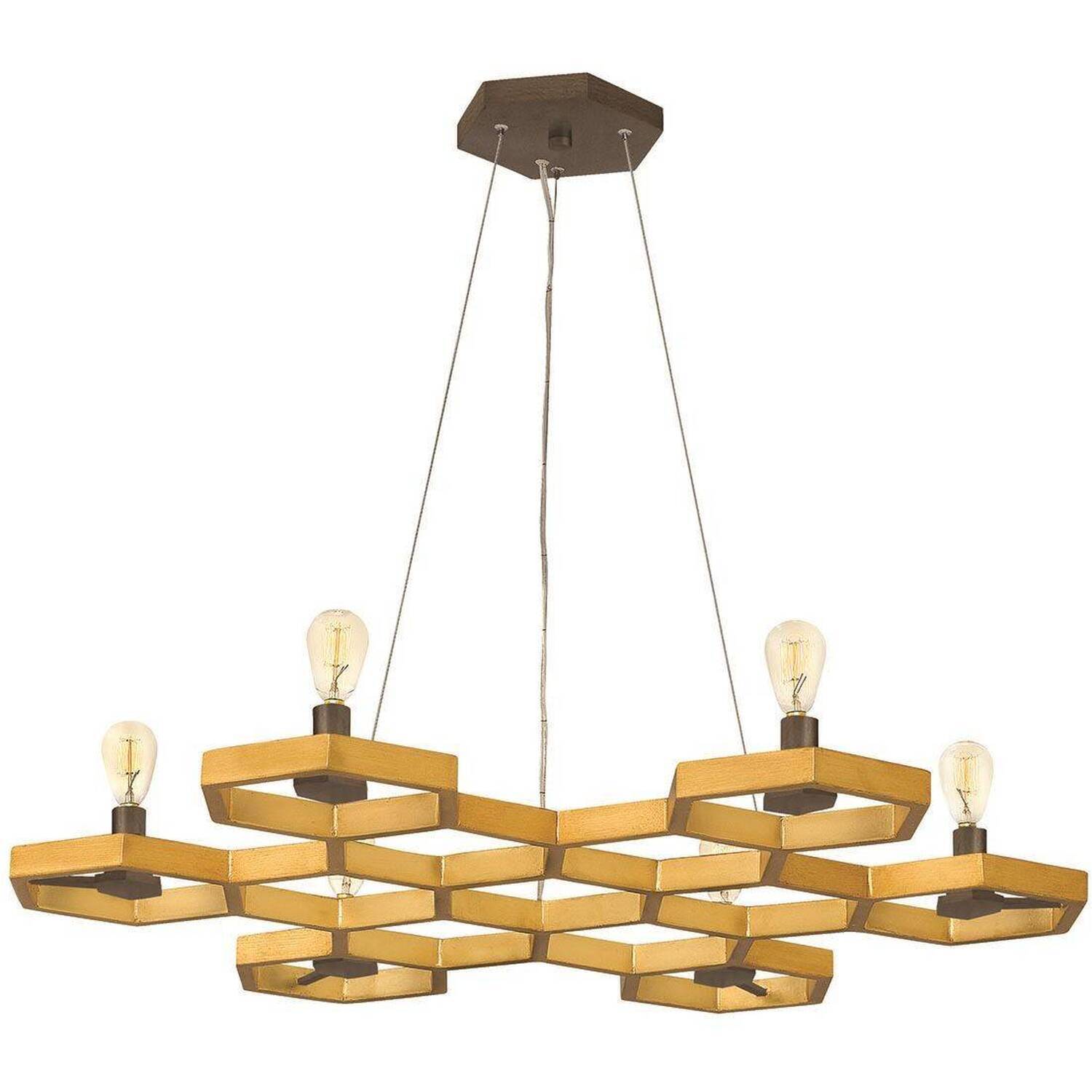 Elstead Moxie 6 Light Ceiling Pendant Chandelier Gold, E14 - Gold