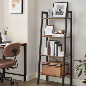 VASAGLE Ladder Shelf, Bookshelf, 4-Tier Industrial Storage Rack