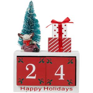 Wooden Advent Calendar Christmas Countdown - Multicoloured