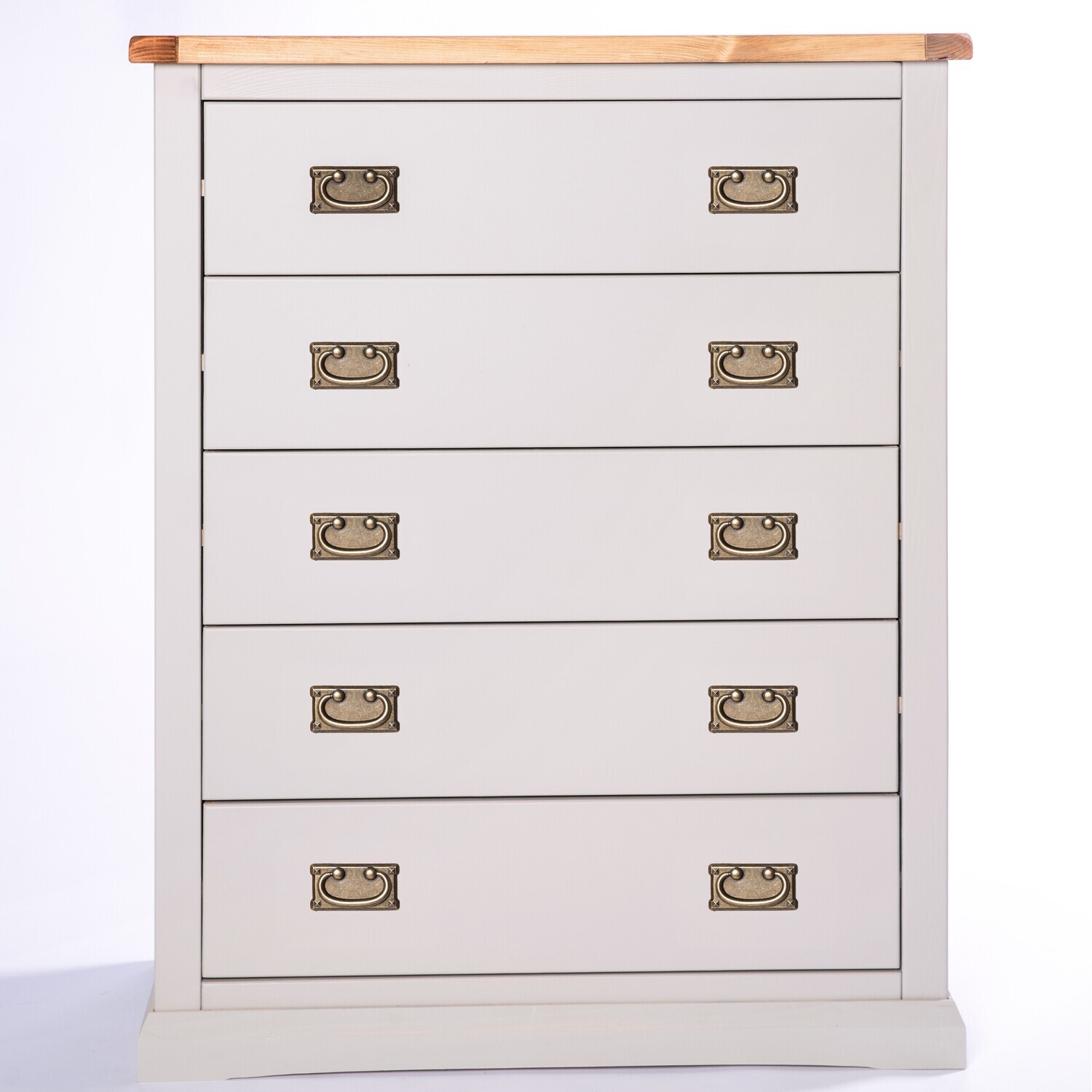 Loreo 5 Drawer Chest - Grey / Brass