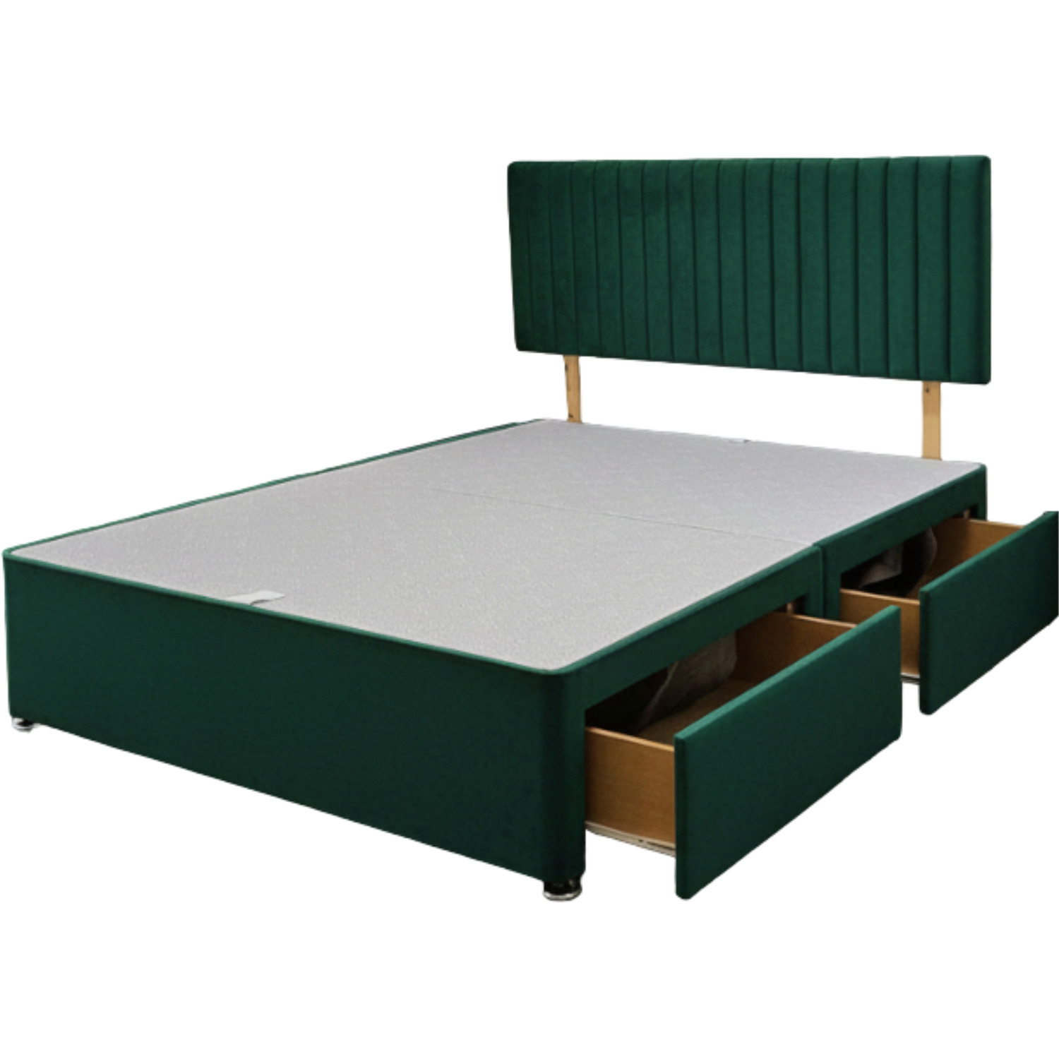 Emily Divan Bed Base 2 Drawers And Headboard - Emerald Single