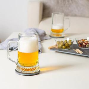 510ml Stern Tankard Glass Beer Mugs - Silver - Set of 2
