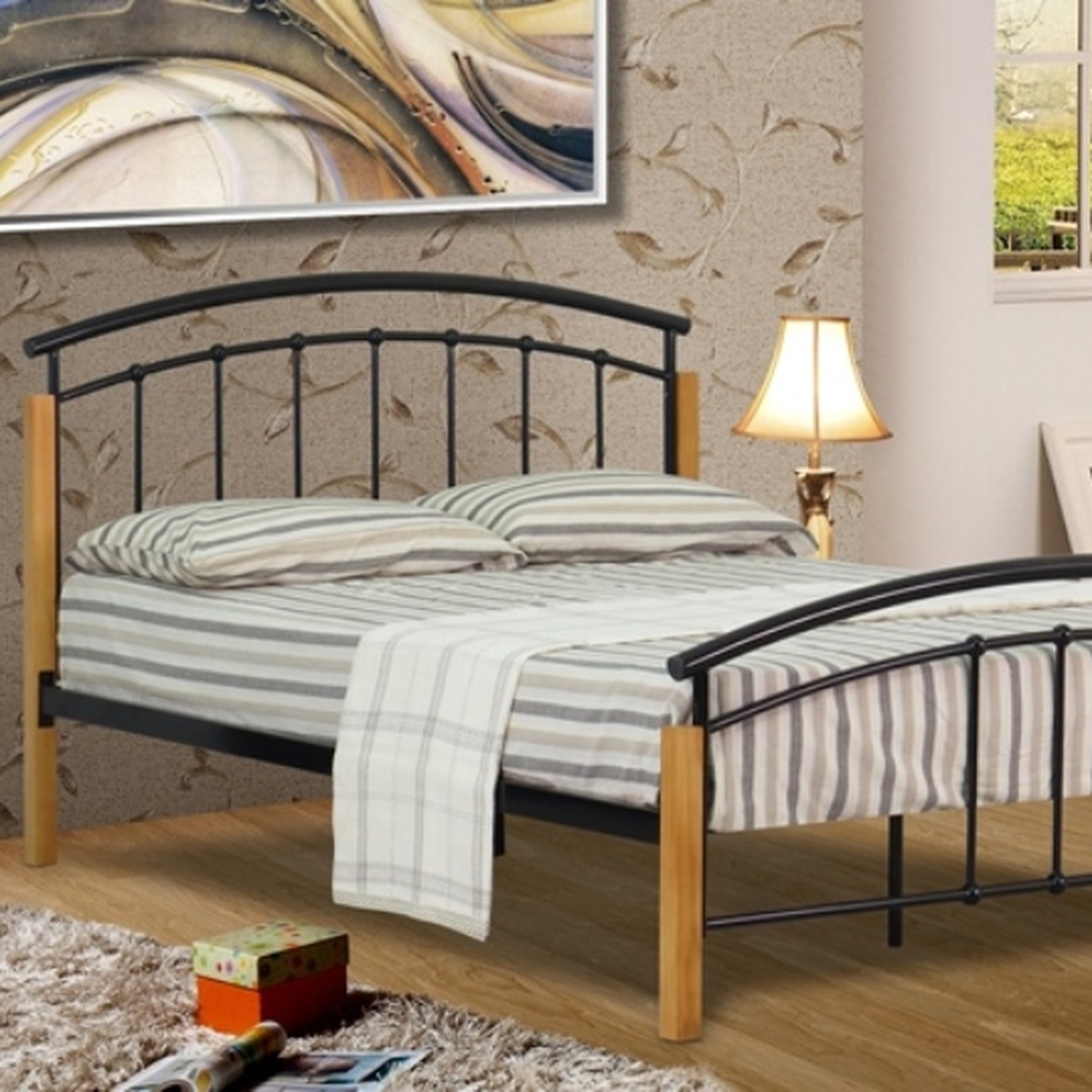 Black Modern Metal Bed Frame - Black King
