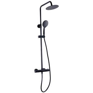 Matt Black Finish Round Bar Mixer Shower With Drencher   Sliding Handset