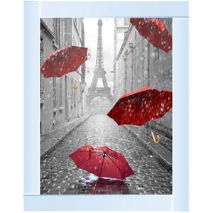 Parisienne Street Red Umbrellas Glitter Liquid Wall Art