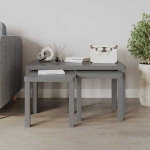 Set of 3 Wooden Nesting Coffee Tables Rectangle and Square Living Room