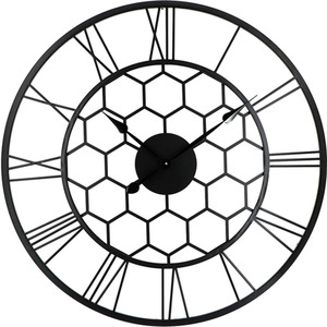 Charles Bentley Stanwick Round Skeleton Wall Clock Metal Black