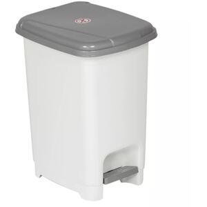 40L Slim Pedal Waste Bin Insert Step On Lid - White