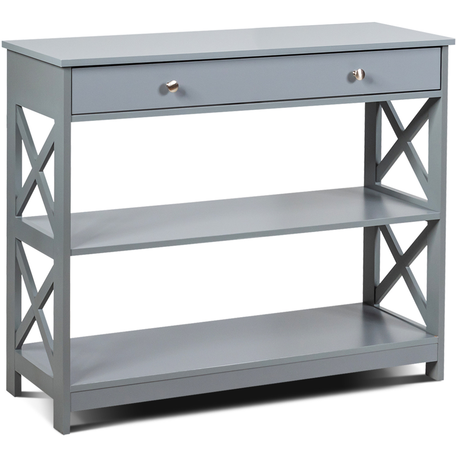 3 Tier Console Table With Drawer - Grey