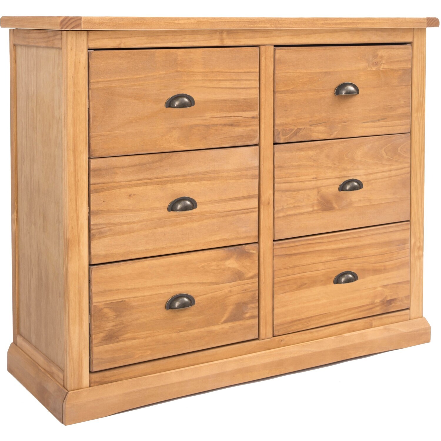 Lucca 3 over 3 Drawer Chest - Grey / Chrome
