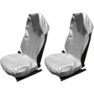 2 pcs Universal Waterproof Oil-Proof Garage Car Seat Cover - Heavy Duty Protection (Silver)