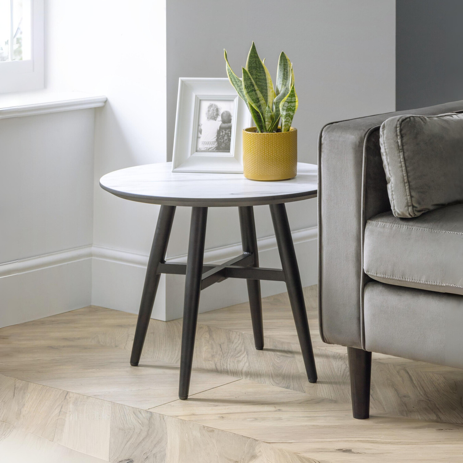 Julian Bowen Firenze Marble Effect Lamp Table - White Marble