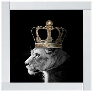 Queen Lion Gold Glitter Liquid Wall Art