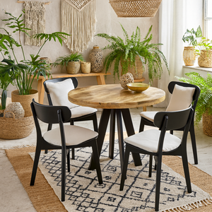 California Round Mango Wood 4 Seater Dining Table with Hairpin Legs