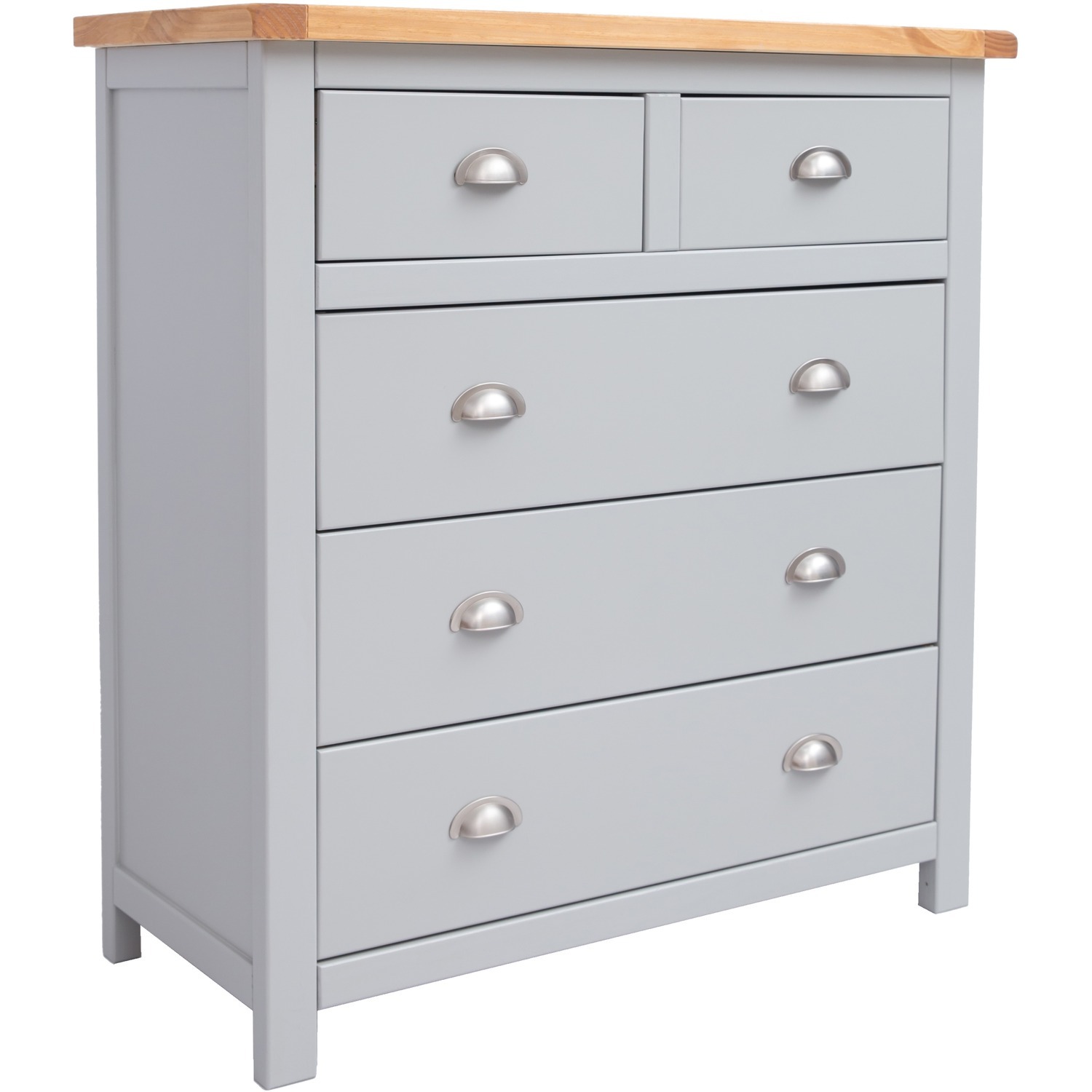 Argenta 2 over 3 Drawer Chest - Grey / Chrome