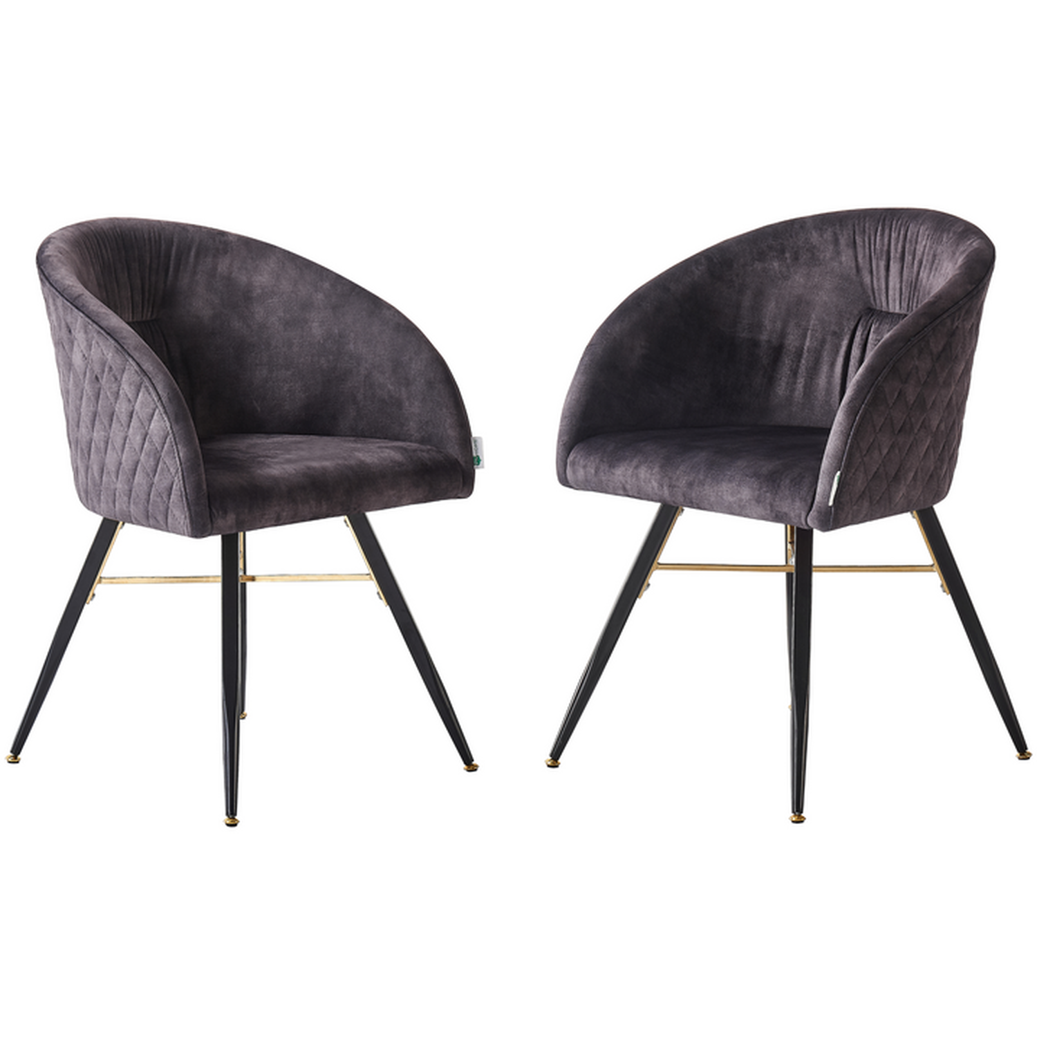 Life Interiors Set Of 2 Vittorio Lux Velvet Dining Chairs Upholstered For Kitchen Dining Room - Black