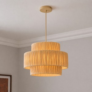 CGC KEFIRA Straw Paper Three Large Easy Fit Hand Made Lampshade