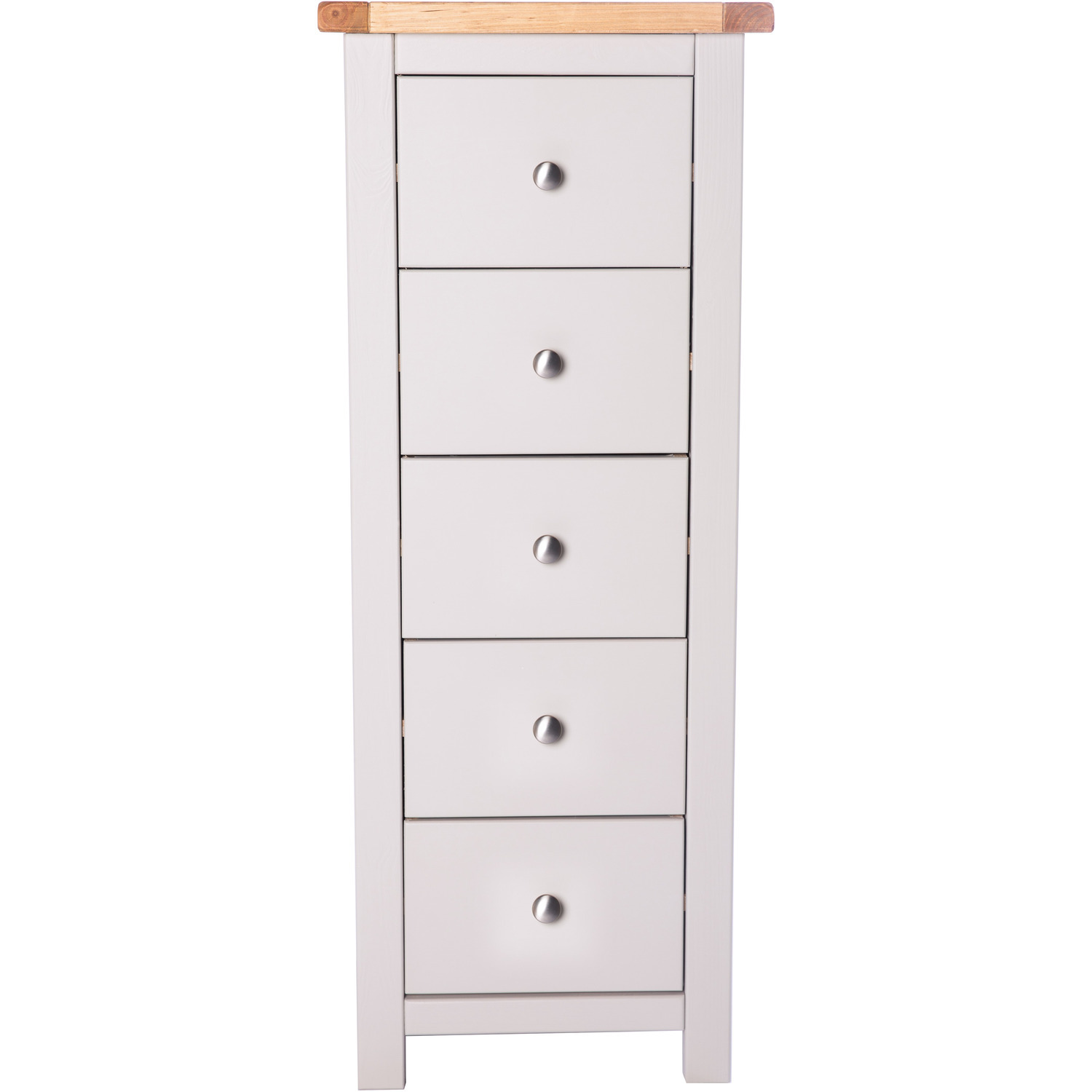 Argenta 5 Drawer Narrow Chest - Grey / Chrome