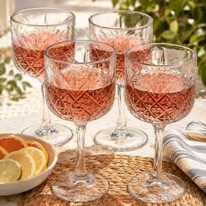 500ml Cut Glass Cocktail Goblets Vintage Wine & Gin Stemmed Drinking Glasses