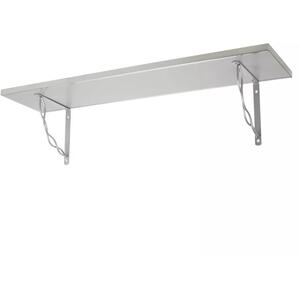 Stainless Steel Wall Mounted Shelf with Metal Brackets - Grey