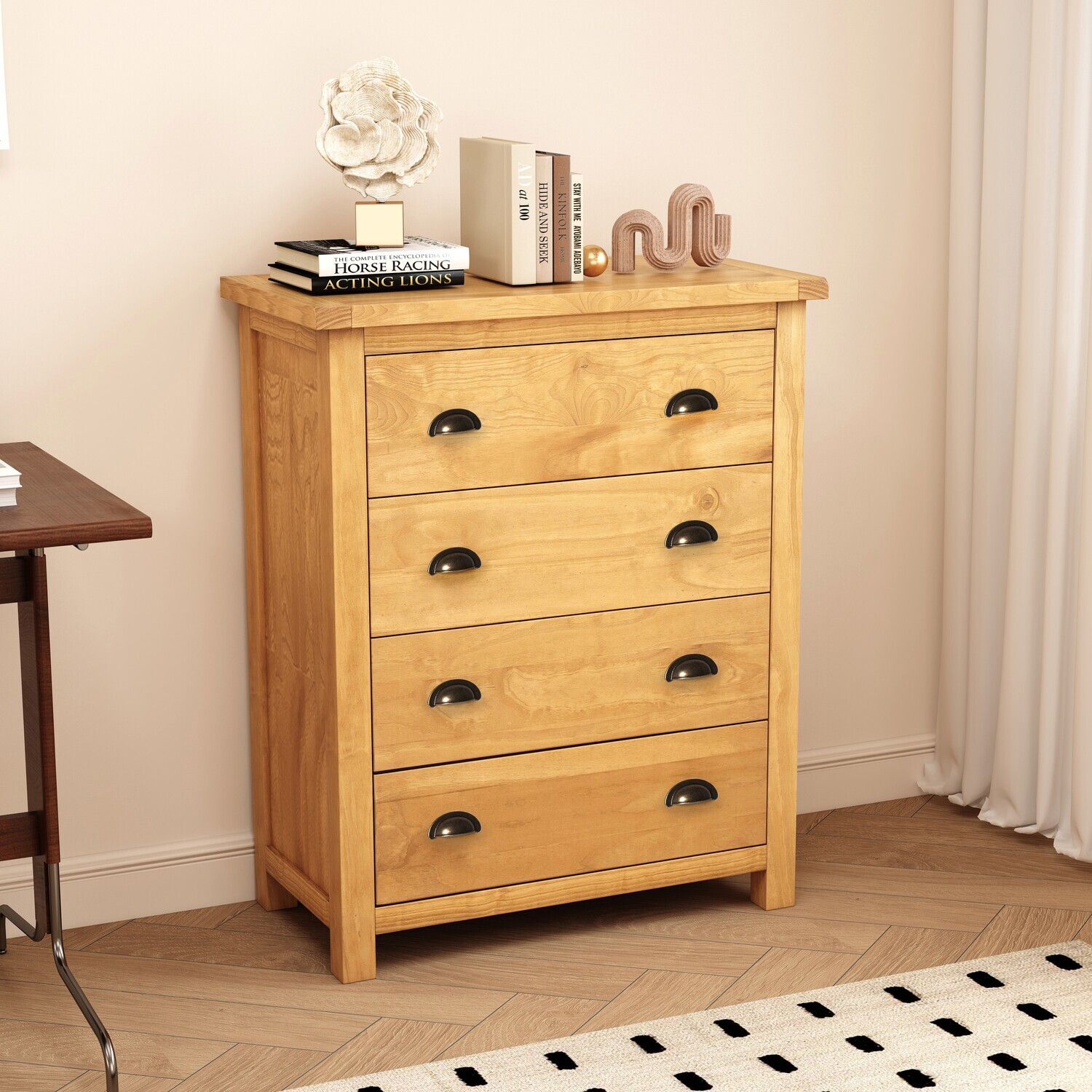 Lugo 4 Drawer Petite Chest - Brown / Brass