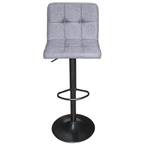 Pair of Fabric Bar Stools with Black Base