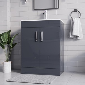 BELOFAY New York Grey 600mm Floor Standing Bathroom Vanity Unit With Basin