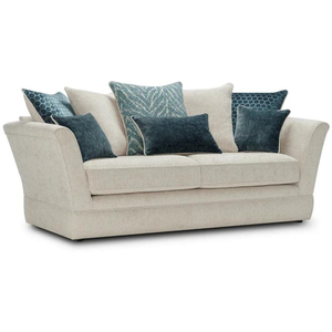 Carrington 3 Seater Pillow Back Sofa Natural and Teal Fabric